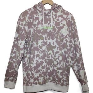 Womens Gymshark Camo Graphic Oversized Hoodie White Purple Green Size Small NWOT